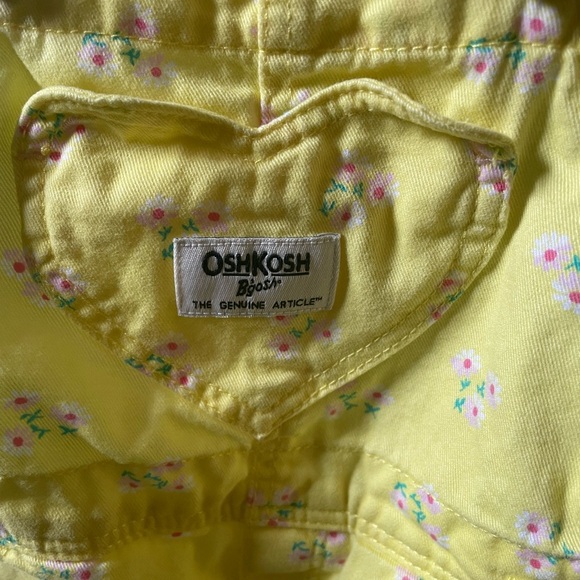 🌼 OshKosh B’gosh Yellow Floral Heart Pocket Shortalls-12M-Baby Girl Romper - Picture 3 of 6